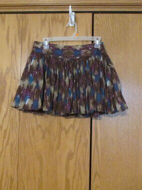CANDIES JUNIOR'S SIZE 7 SKIRT BROWN, TAN, PURPLE, TURQUOISE, & WHITE HERRINGBONE